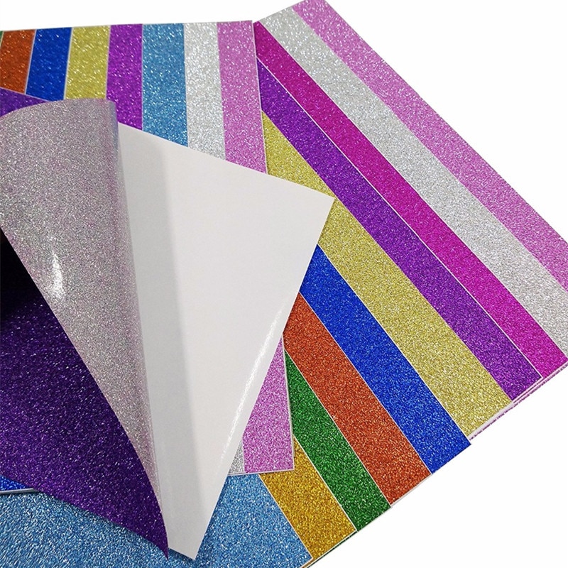 10pcs Self-Adhesive Metallic Art Sign Sticker Sticky Glitter Paper Gold Silver etc DIY Hobby Crafter Wrapping HOM08