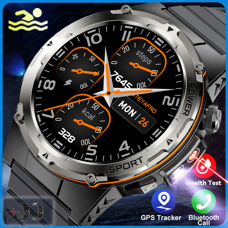 2025 novo para xiaomi ios militar smartwatch ip68 à prova dip68 água esportes ao ar livre rastreador de fitness monitor saúde bt chamada laser infravermelho: ROXO
