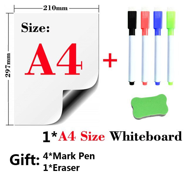 Magnetisch whiteboard  a4 zacht magnetisch bord droog uitwisbaar teken- en opnamebord voor koelkast koelkast met gratis