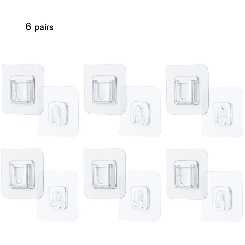 Double-Sided Strong Adhesive Wall Hooks Hanger Desk Socket Hanging Hook Cable Organizer Suction Cup Sucker Wall Storage Holder: 6Pcs