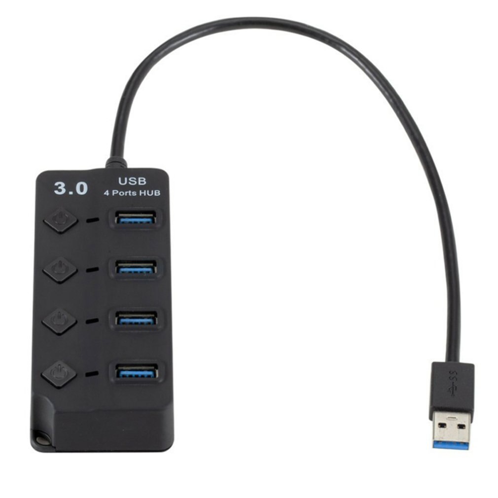 Usb 3.0 splitter 4 -poorts hub met sleutelschakelaar ultrasnelle gegevensoverdracht 4 -poorts hub zwart zonder voeding