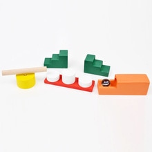 6 STKS Houten Domino Mechanisme Accessoires Kits Met 1 stks Kleine Placer Voor Domino Blokken Speelgoed