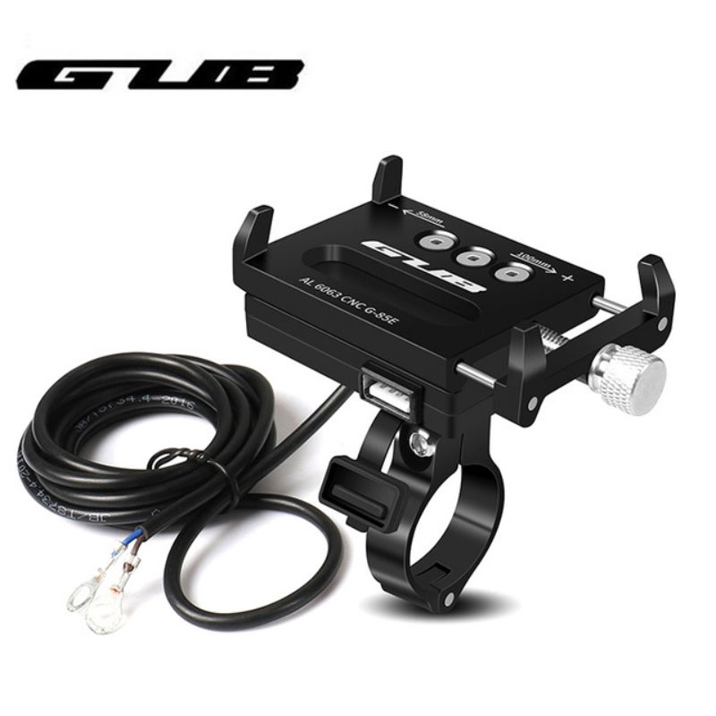 GUB G-85E Aluminium Telefoon Houder USB Oplaadbare Motorfiets Elektrische Fiets Telefoon Mount Ondersteuning GPS