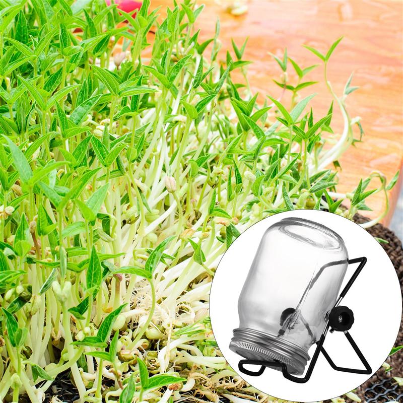 Juego de germinador de cristal práctico para jardín y cocina, tarro de albañil con boquilla ancha, juego de germinador de semillas, 1 unidad