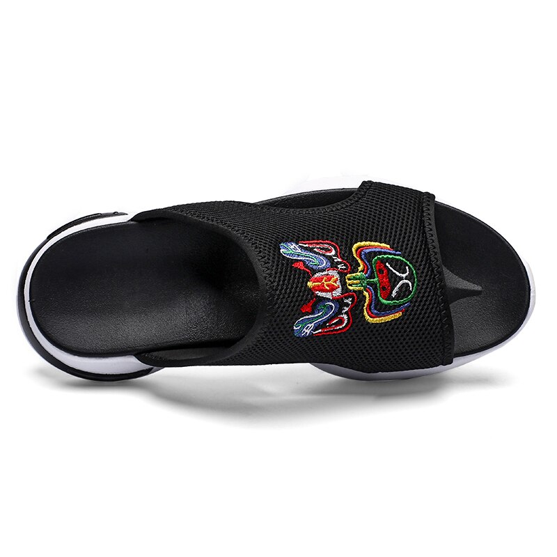 Herr tofflor luftkudde massage tofflor herr kamouflage broderi kinesiska skor mjuka hem tofflor zapatos hombre