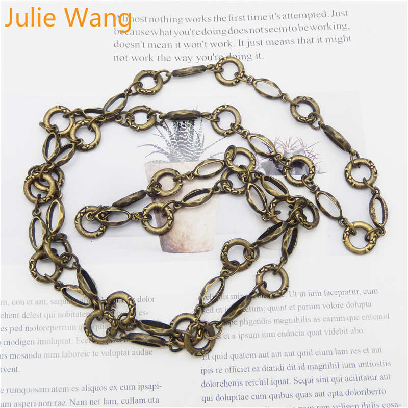 Julie Wang-cadena de eslabones de Metal Vintage para mujer, de bronce antiguo, para collar, pulsera para mujer, accesorio decorativo para fabricación de joyas, 1 metro por paquete
