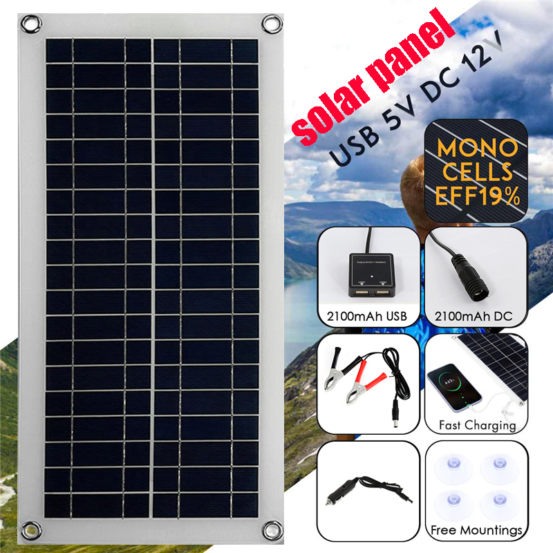 2000W Zonne-energiesysteem Zonnepaneel Kit 12V Zonnebatterij 10A-60A Controller Zonnepaneel Thuis Mobiele RV Auto caravan Thuis Campin
