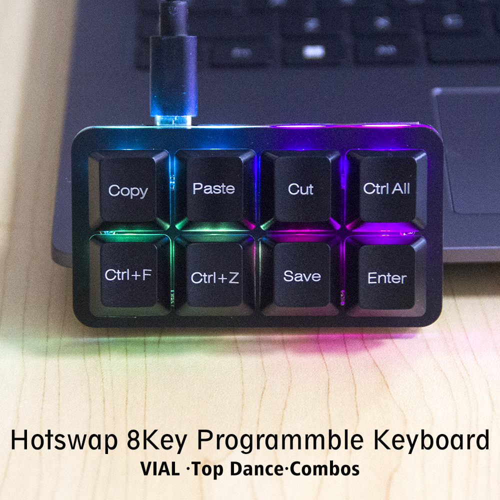 Vial programable teclado de 8 teclas negro blanco teclado oficial Excel teclado retroiluminado RGB juegos mecánicos de intercambio en