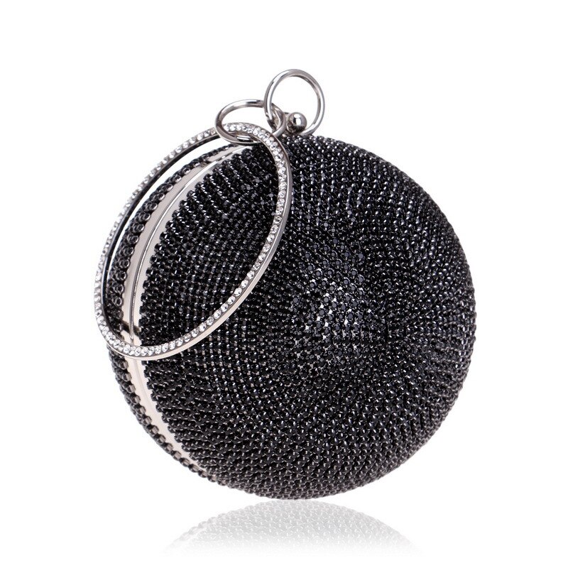 Bolvormig Rhinestone Lady Clutch Tas Met Ketting Schouder Handtassen Vrouwen Klassieke Stijl Kleine Portemonnee Dag Avond Envelop Tassen: Black