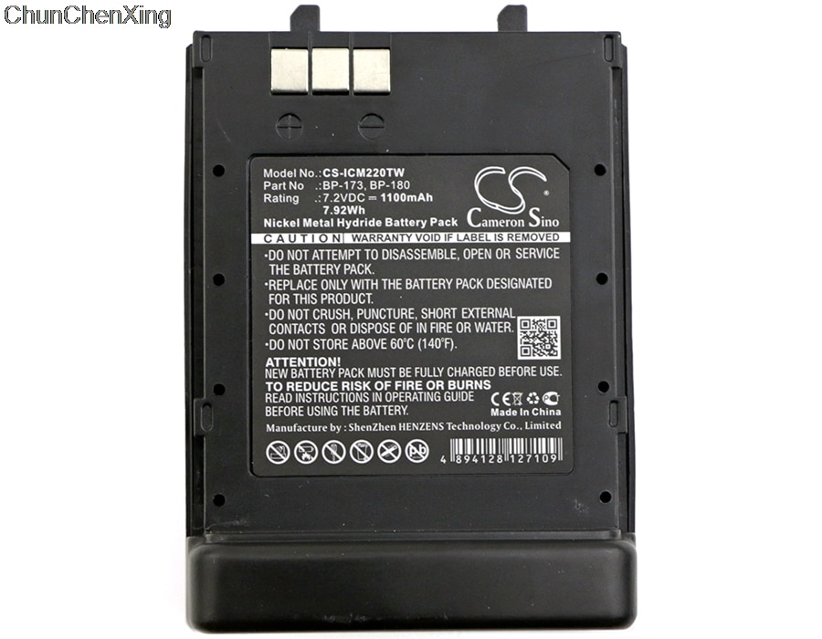 Cameron Sino batería de 1100mAh BP-173, BP-180 para Icom IC-12A,21AE,T22,T22A,T22E,T42,T42A,T42E,T70,T7