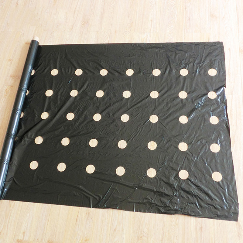 95cm*50m 5Holes 0.03mm Black Mulch Film Gardening Flower Vegetable Seedling Plants Plastic Perforated PE Film Mulching Membrane: Default Title