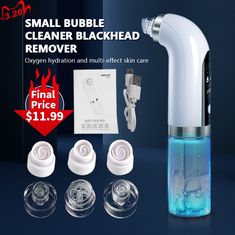 Electric Small Bubble Blackhead Remover Vacuum Black Dots Deep Face Cleansing Acne Pimple Remover Pore Remover Skin Cleaner