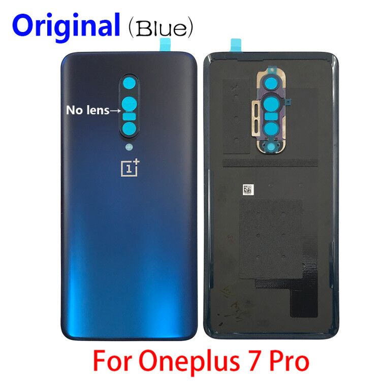 Back Battery Door Rear Housing Cover Case With Glass Camera Lens with Tape Replacement For Oneplus 7 Pro 7Pro: Ori 7Pro Blue No Len