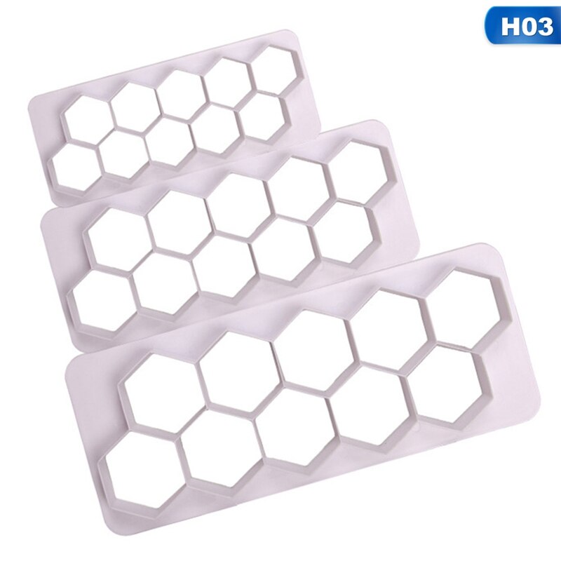 3 stuks vierkante geometrische uitstekers fondant koekjesvorm geometrie cakevorm fondantvorm taartdecoratiegereedschap bakken 6 ontwerpen: 3