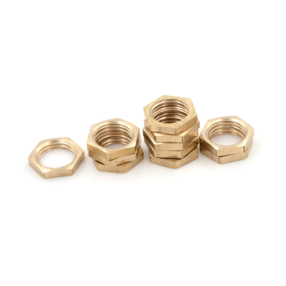 10Pcs/lot Brass Hex Lock Nuts Pipe Fitting 1/4" BSP Female Thread
