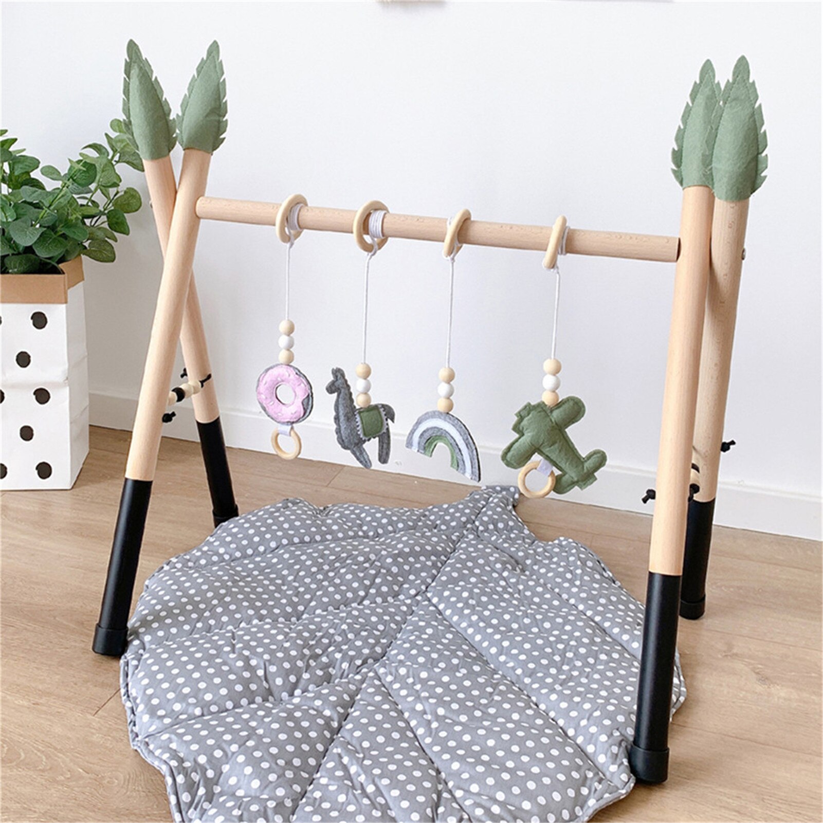 Nordic Houten Baby Activiteit Gym Spelen Kwekerij Zintuiglijke Ring-Pull Speelgoed Fitness Frame Kamer Decor Kleding Rack Speelgoed Voor kinderen
