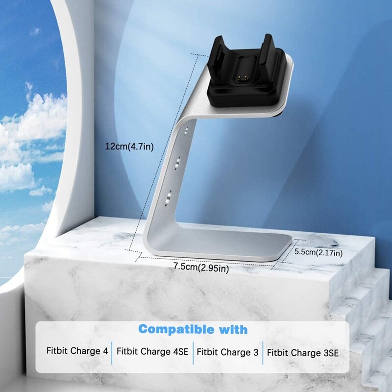 2PCS Charger Dock for Fitbit Charge 4/Charge 4 SE/Charge 3/Charge 3 SE, Portable Replacement Charging Dock Stand