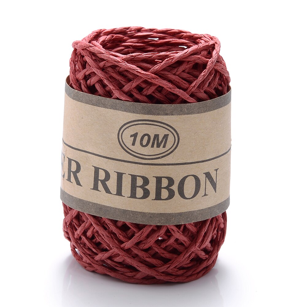10 meter/rulle raffia papirreb blomsteremballage materiale gør-det-selv håndværk maleri fest bryllup dekoration tilbehør: Rød
