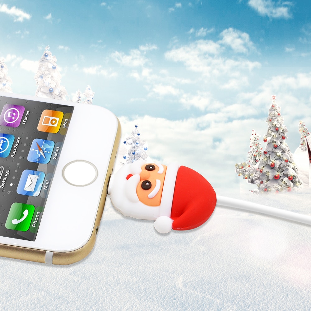 Chipal kerst kabel bijt squishy speelgoed beschermer voor iphone usb beschermkabel oplader telefoon accessoire kerst