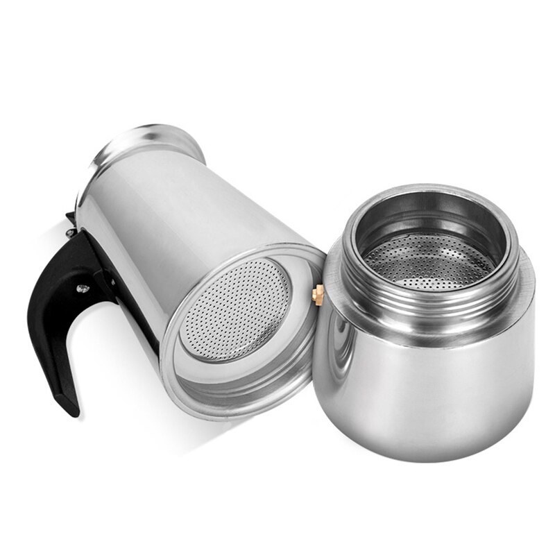 Koffiezetapparaat Pot Roestvrij Staal Mokka Espresso Latte Kookplaat Filter Moka Koffiezetapparaat Koffie Pot Voor Keuken 2/4/6/9 Cups