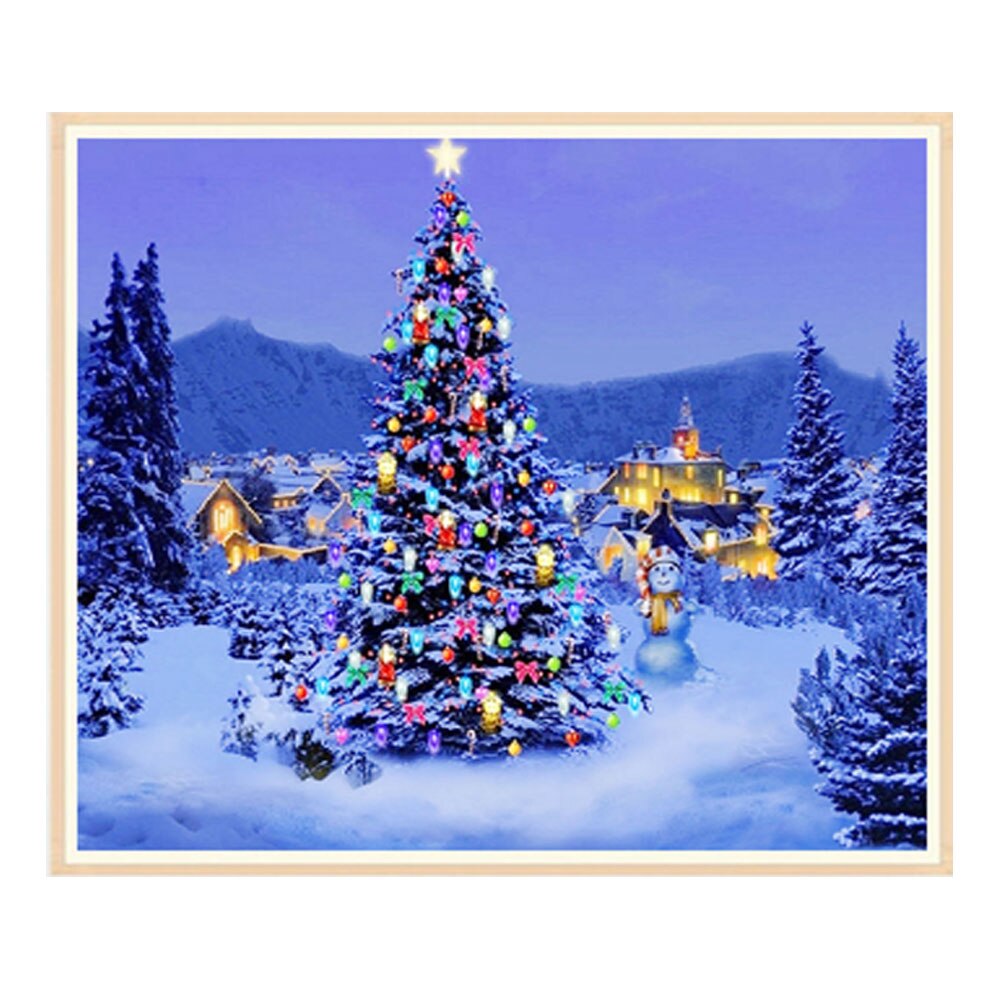 5D diamond painting cartoon Christmas tree landscape cross stitch DIY rhinestone embroidery mosaic room decoration: Default Title
