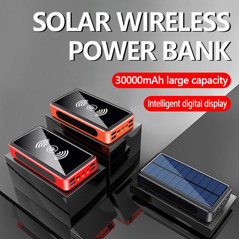 Caricatore ad alta capacità della banca di potere senza fili solare 50000mAh con il viaggio esterno della batteria esterna della torcia elettrica 2USB per Xiaomi iPhone