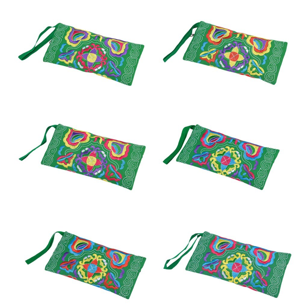 Clutch Bag Vintage Coin Purse Women Ethnic Card Package Handmade Embroidered Wristlet Wallet Women Flower Sac #xsw