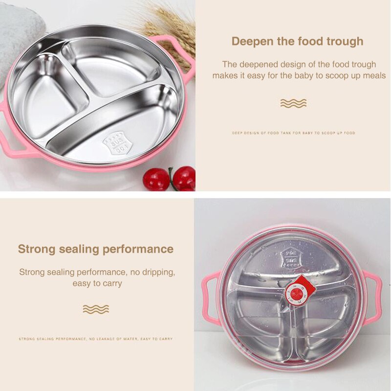 Stainless Steel Children Tableware Baby Dinner Plate Separation Training Plate Dinnerware Set Baby Feeding Bowl