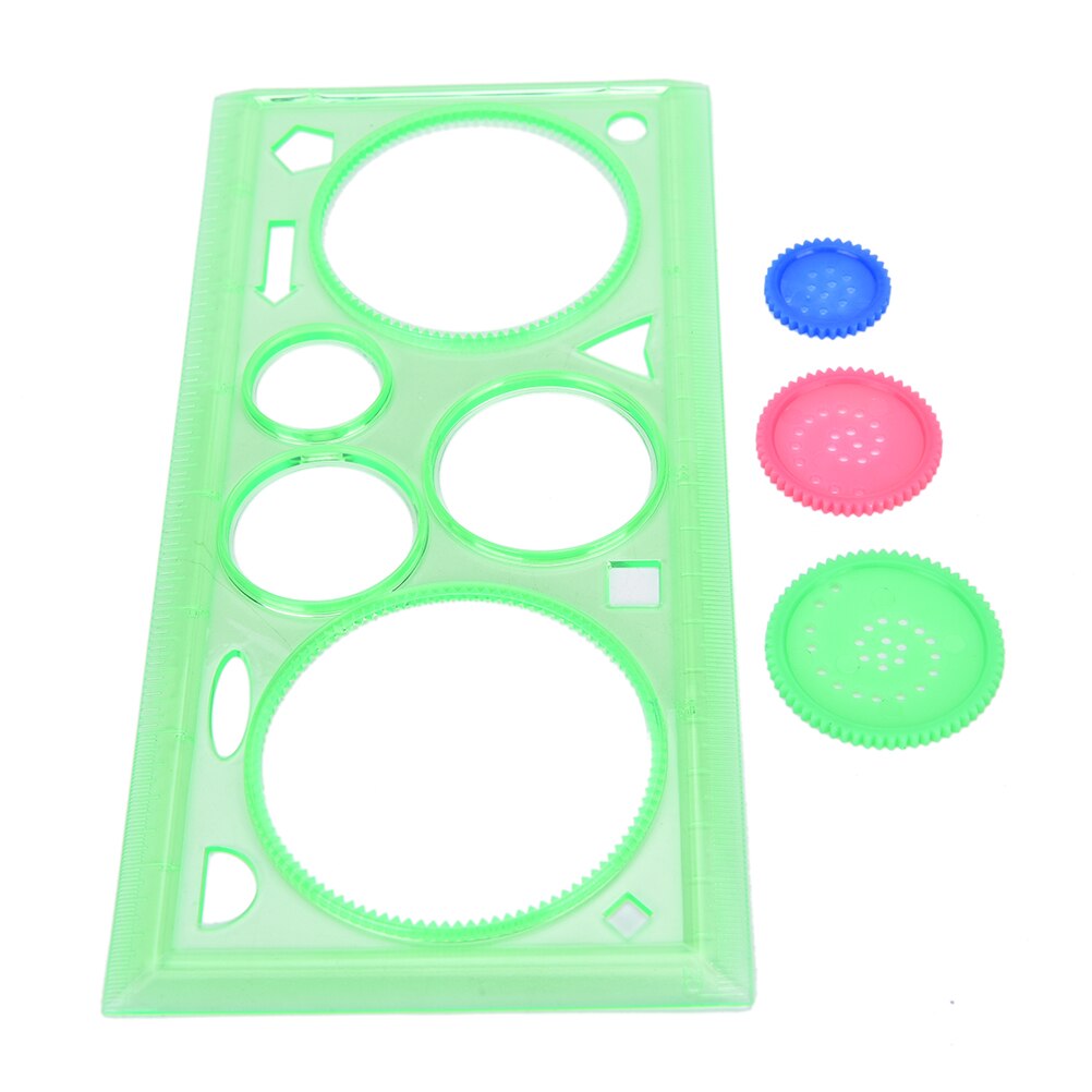 20cm Ruler Plastic Template Green Multifunctional Spirograph Geometric Ruler Drafting Tools Stationery Students Office Supplies