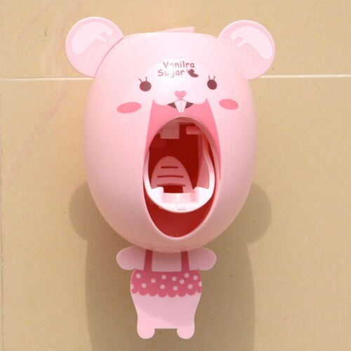 Touch Automatic Auto Squeezer Toothpaste Dispenser Hands Free Squeeze out Wall Mount Cute Home Decor Tools: Pink