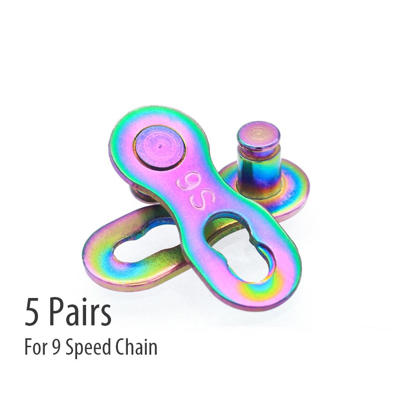 5 Pairs Universal Bike Connecting Chain Quick Link Connector Bicycle Missing Link 6 7 8 9 10 11 12 Speed Silver Golden Oil Slick: 9S Oil Slick