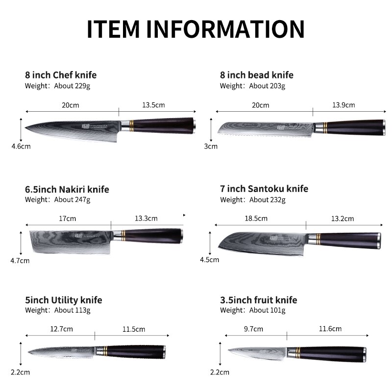 5 st damaskus knivar kök skarpt blad kock bröd kniv trä skaft damask set nakiri verktyg frukt skalkniv bästa