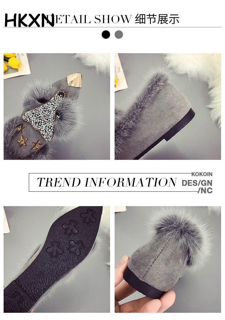 Neue Fuchs Pelz Stiefel frauen Strass Pelz Schuhe frauen Stiefeletten Flache Schuhe Herbst Winter Schwarze stiefel Schuhe frauen