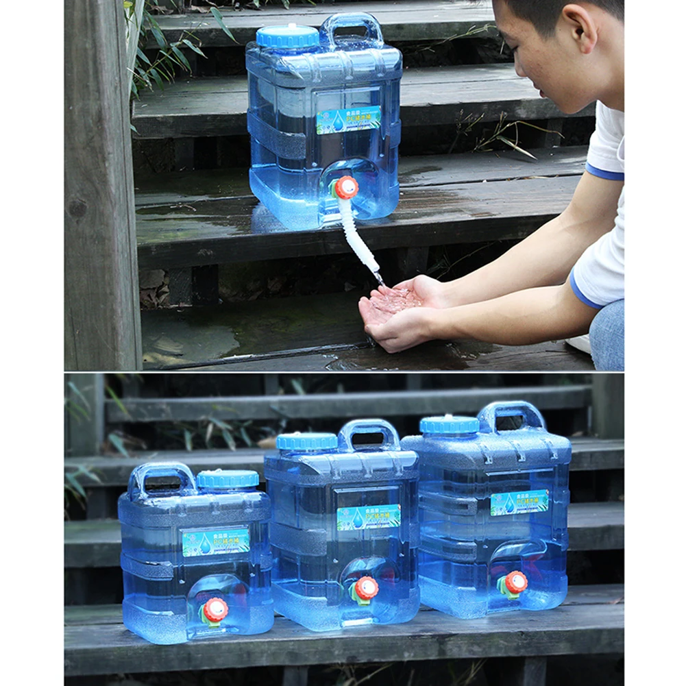 15-28L Drinking Water Bucket Driving Pure Water Tank Water Storage Carrier with Faucet for Outdoor Camping Cooking Picnic Hiking
