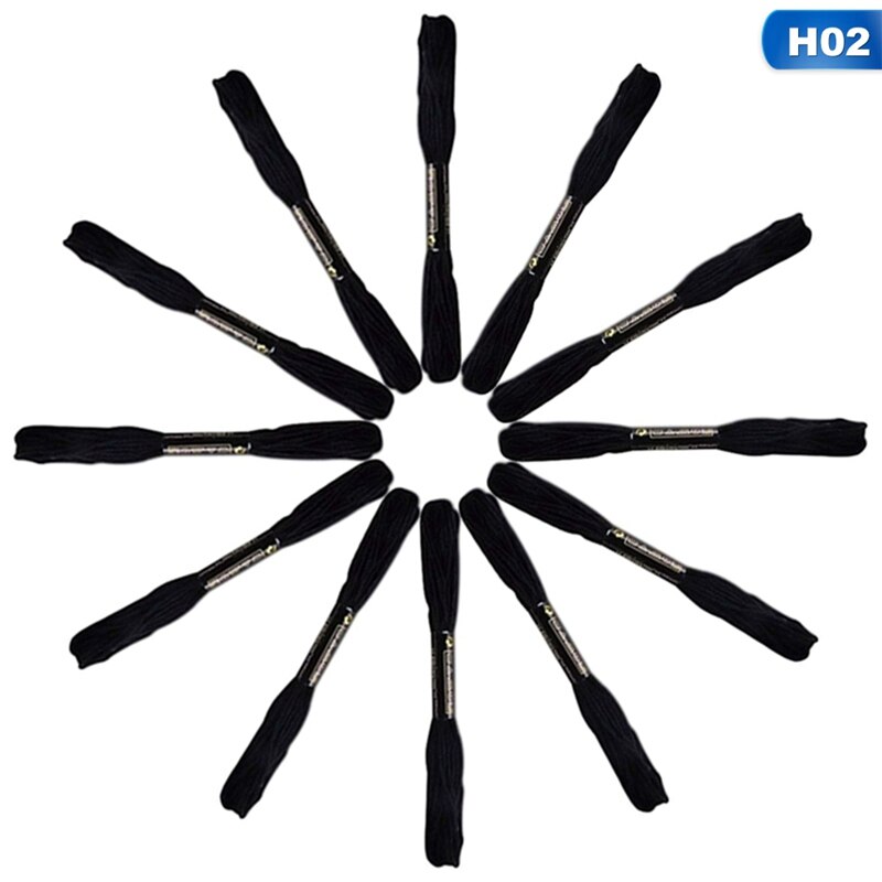 Hilo blanco negro bordado, punto de cruz, hilo de algodón bordado, ovillos de costura artesanal: 2
