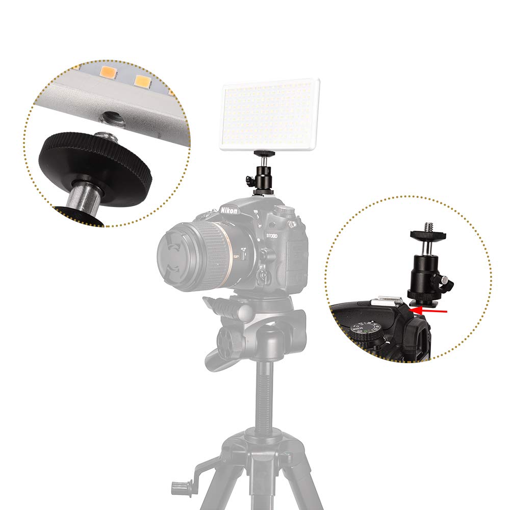 Mini Ball Head [2 Pack] With Shoe Mount Adapter 360 Degree 1/4 Inch Small Ball Heads Lightweight Swivel Micro-Ballhead