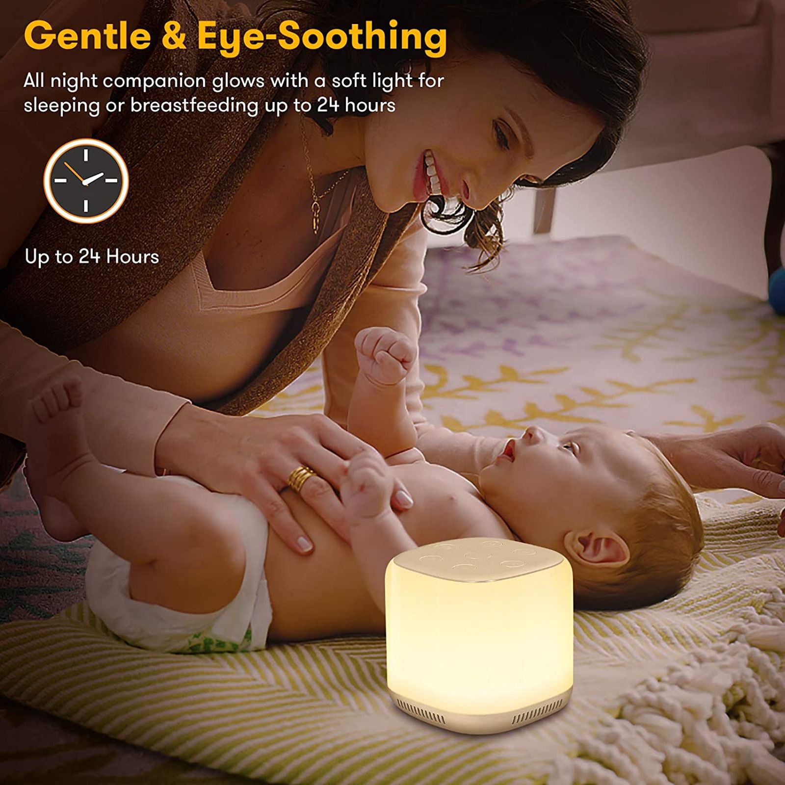 Bedside Night Light Baby Nursery Lamp Sleep Aid Light Breastfeeding Rechargeable Lamp With Sleeping Sounds