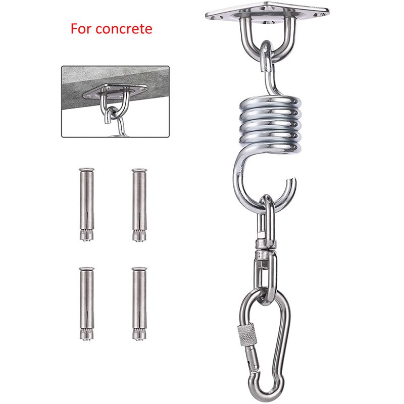 SUS304 Hammock Chair Hanging Kit Spring Swivel Hook Heavy Duty Ceiling Mount Hanger for Swing Chairs Porch Bag Aerial Silks: white