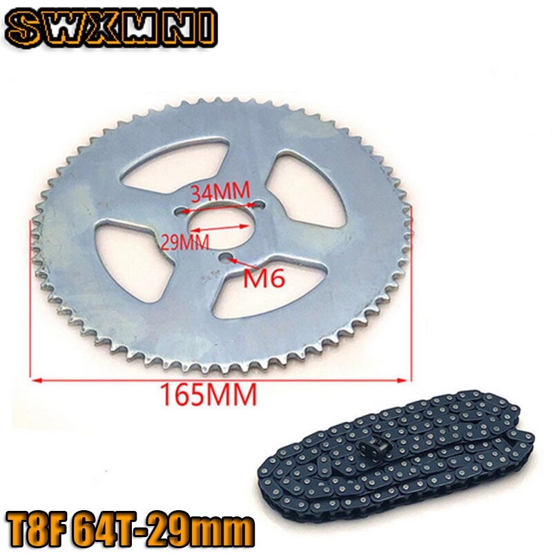 47cc 49cc T8F Chain 136 Links En 38 54 74 Tanden Keten Plaat Tandwiel Voor Mini Moto Atv quad 2 Takt Motor Onderdelen: T8F 64T-29mm set