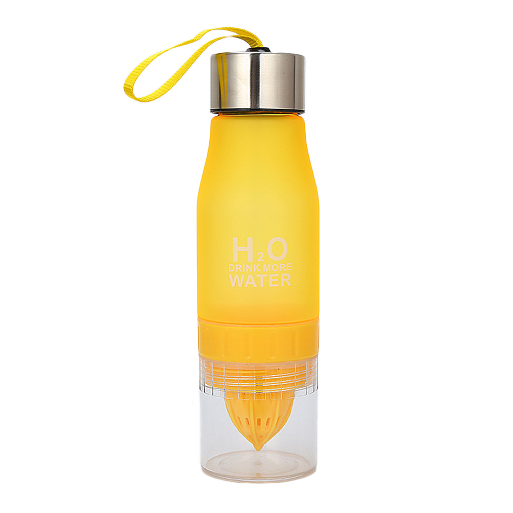 650ml vattenflaska plast frukt infusionsflaska infusionsanordning dryck utomhussport camping bergsklättring juice citron bärbar: Gul