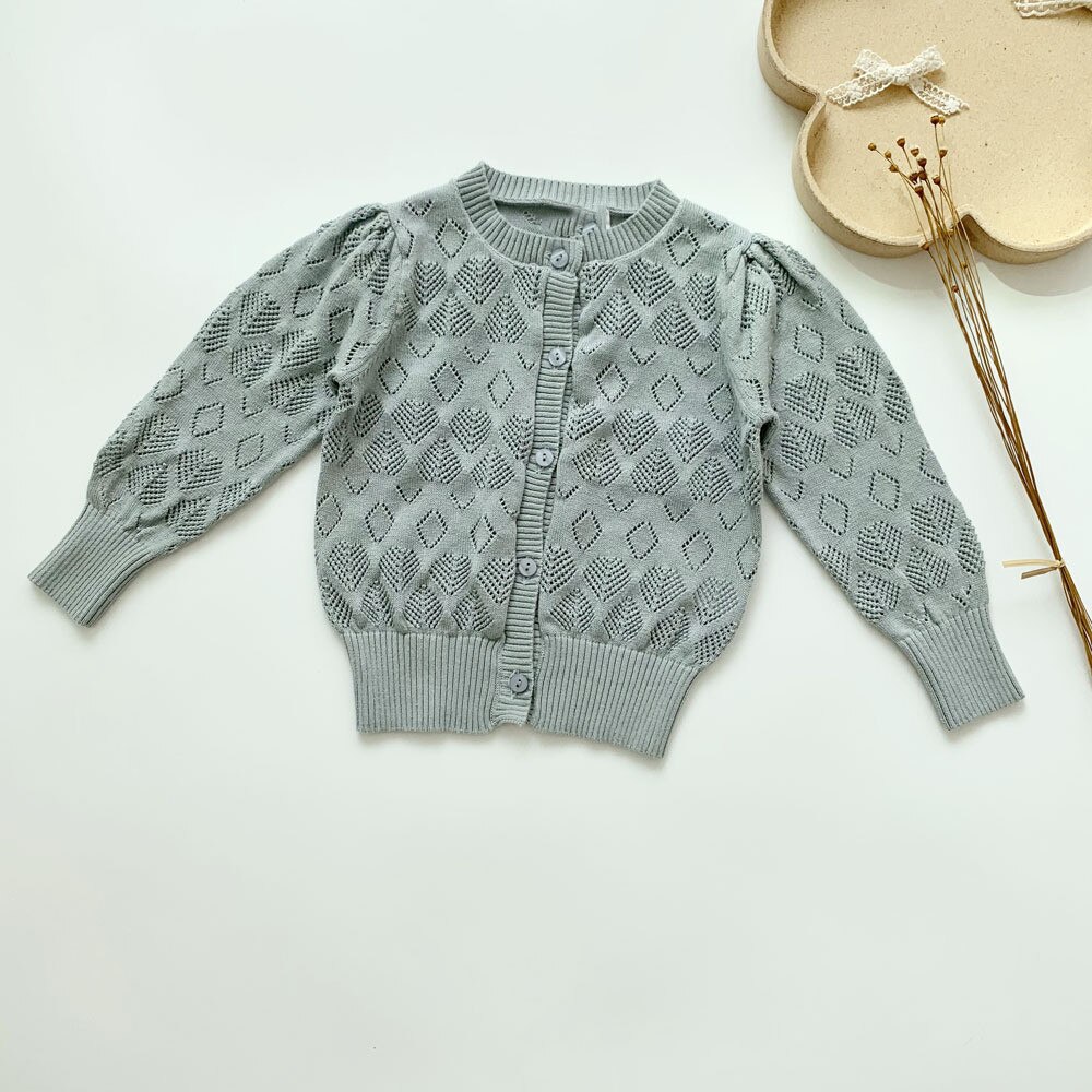 Cárdigan de punto para niñas pequeñas, suéter con agujeros para primavera y verano, AA5778, 2022