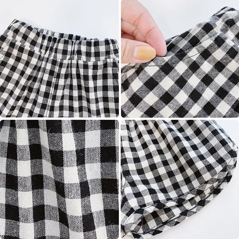 VIDMID abiti estivi per ragazze pantaloncini scozzesi per bambini pantaloncini casual per bambini estivi P6116