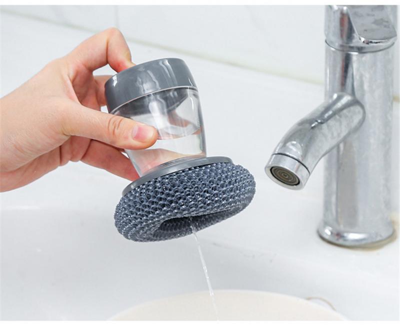 Kitchen Cleaning Brush 2 In 1 Handle Cleaing Brush with Removable Brush Sponge Dispenser Dishwashing Brush Kitchen Tools