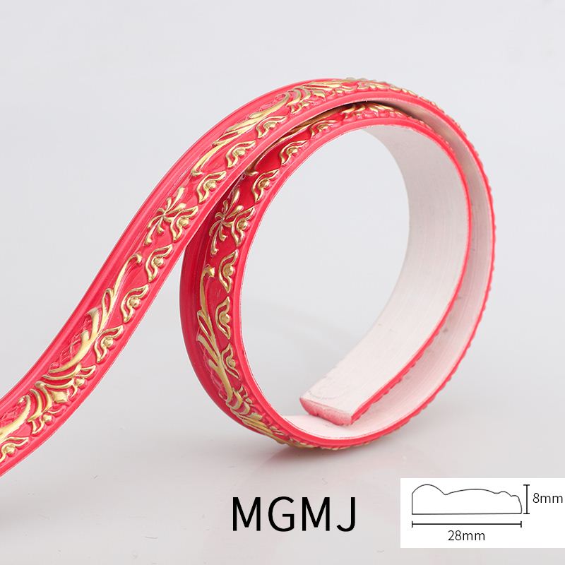 Plaster line living room background wall decorative border PVC line door frame line: Rose red gold