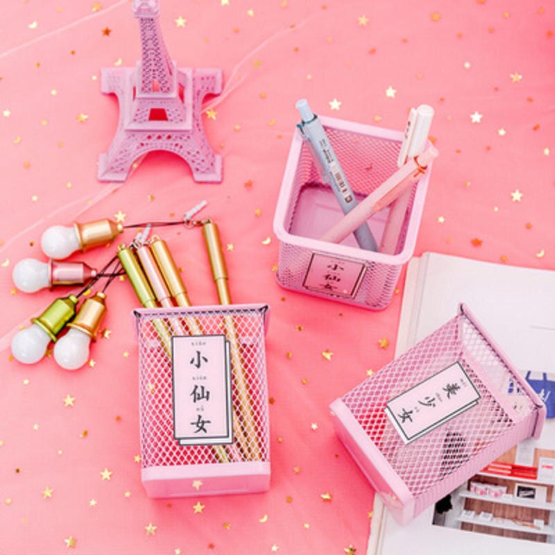 1 Pcs Lovely Pen Holder for Girls School Stationery Little Fairy Exclusive Pen Holder Pink Cute Debris Stationery Organizer