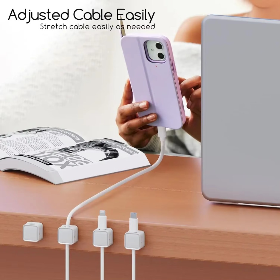 XIKCU 6 Stück Kabel-Organizer, magnetische Steckerbox, Silikon-Kabelaufwicklung, flexible Kabelmanagement-Clips für Maus, Kopfhörer