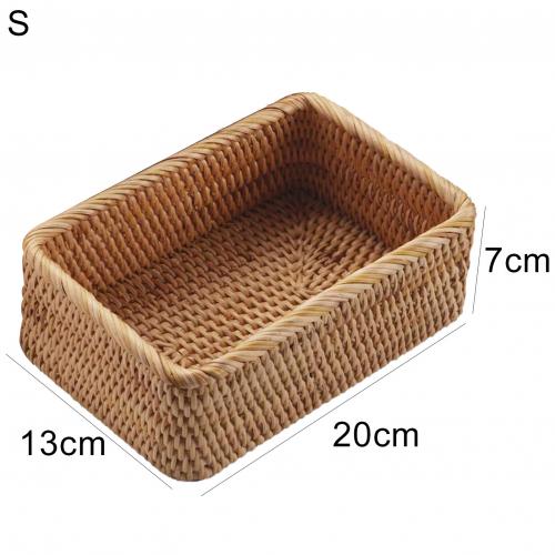 Panier de rangement en osier panier de rangement de bijoux rotin empilable articles divers clé magasine-cosmétiques organisateur boîte de rangement conteneur: S