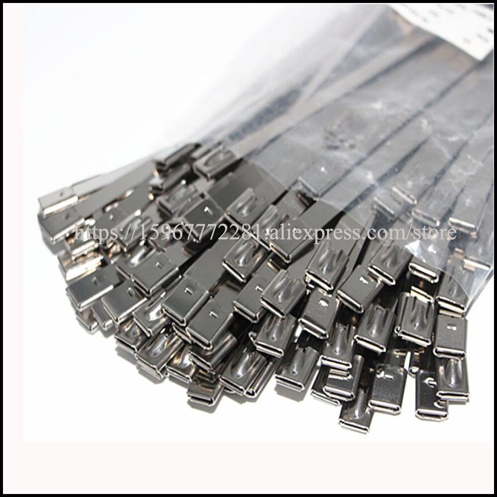 100 st buntband 304 självlåsande rostfritt stål buntband 4.6*600mm kabel metallinsats buntband plast sjötransport