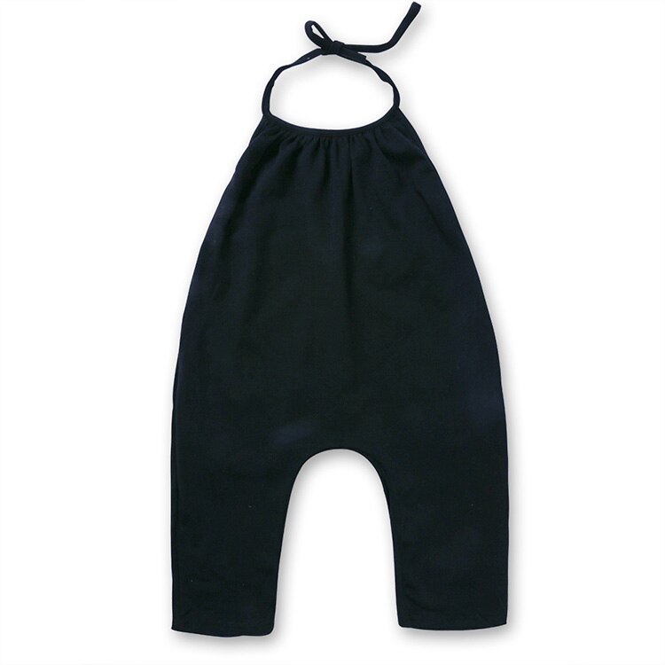 Summer Casual Children Girl Jumpsuit Cotton Kids Girl Overalls Drawstring Loose Kids Overalls Solid Color Kids Clothes 3-7 Years: Black / 4T