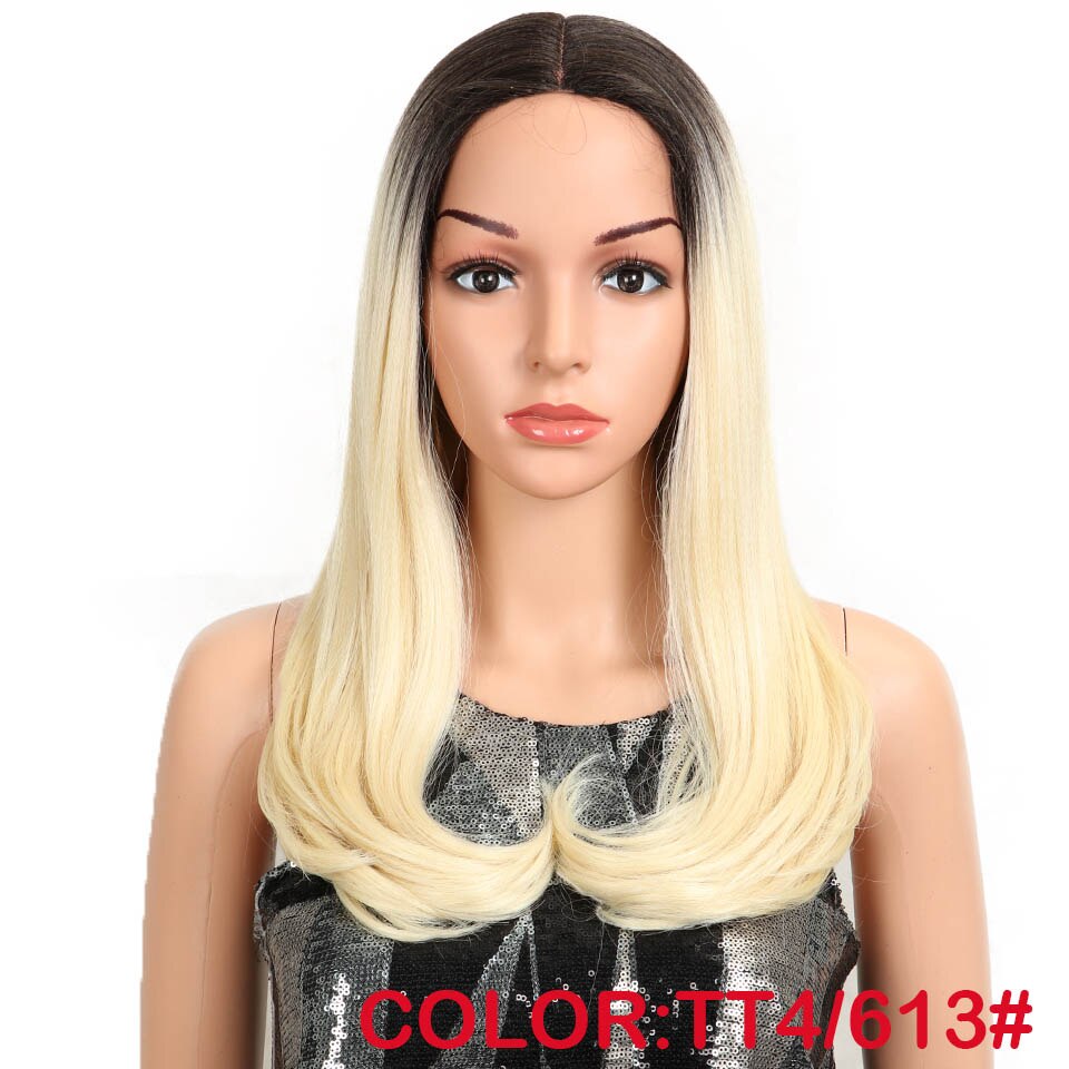 MAGIC Hair 20"Inch Brown Pink Ombre Wig Straight Heat Resistant Synthetic Hair Lace Front Fiber Wigs For Black/White Woman: TT4-613